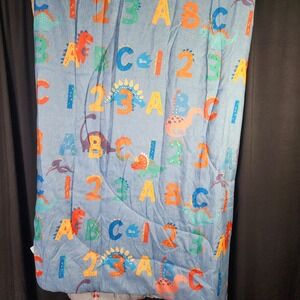 Ms Rachel Reversible Twin Comforter ABC 123 Dinosaur Blue Kids Bedding 64x86